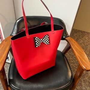 Red Tote Bag with Polka Dot Bow